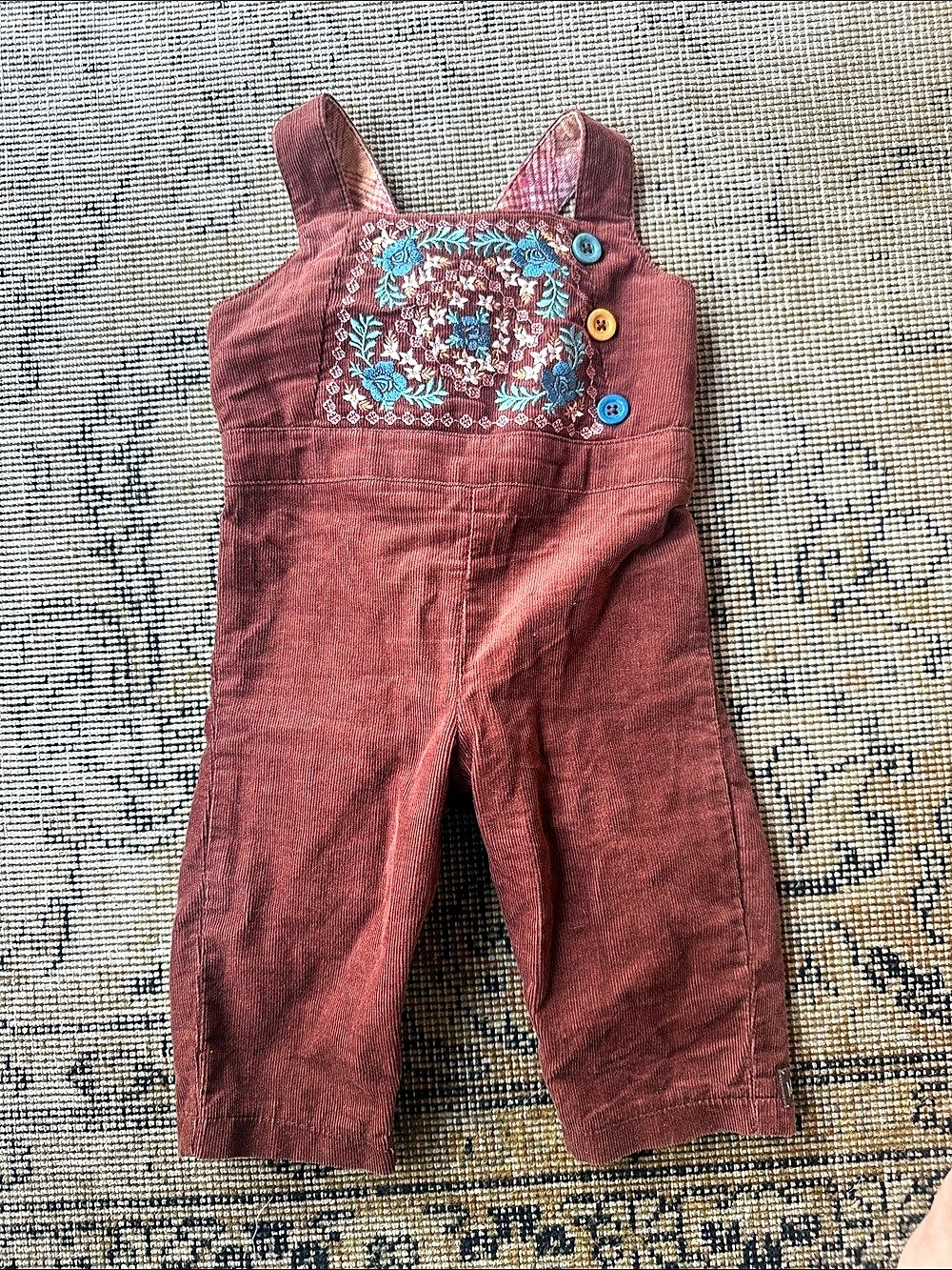 Matilda Jane Corduroy Brown Floral Overalls 0-3M